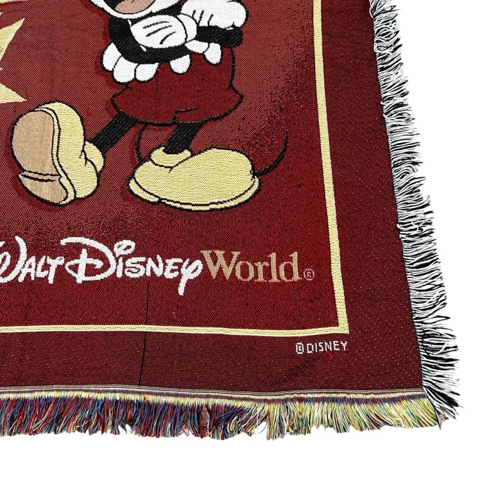 Walt Disney World Mickey Mouse Epcot Afghan‎ Fringed Tapestry 63 X 50 Blanket